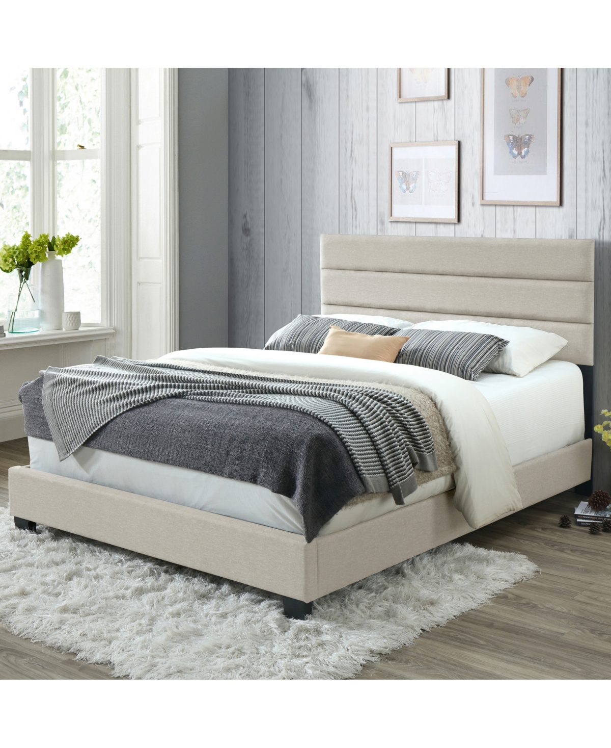 Shop Glamour Home 46.5" Arty Polyester, Rubberwood Twin Bed In Beige
