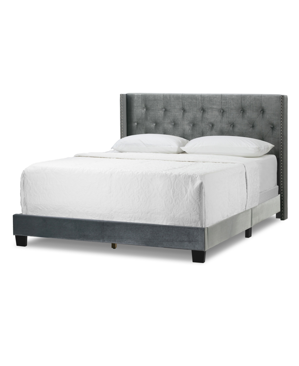 Shop Glamour Home 47" Asali Fabric, Rubberwood Twin Bed In Blue