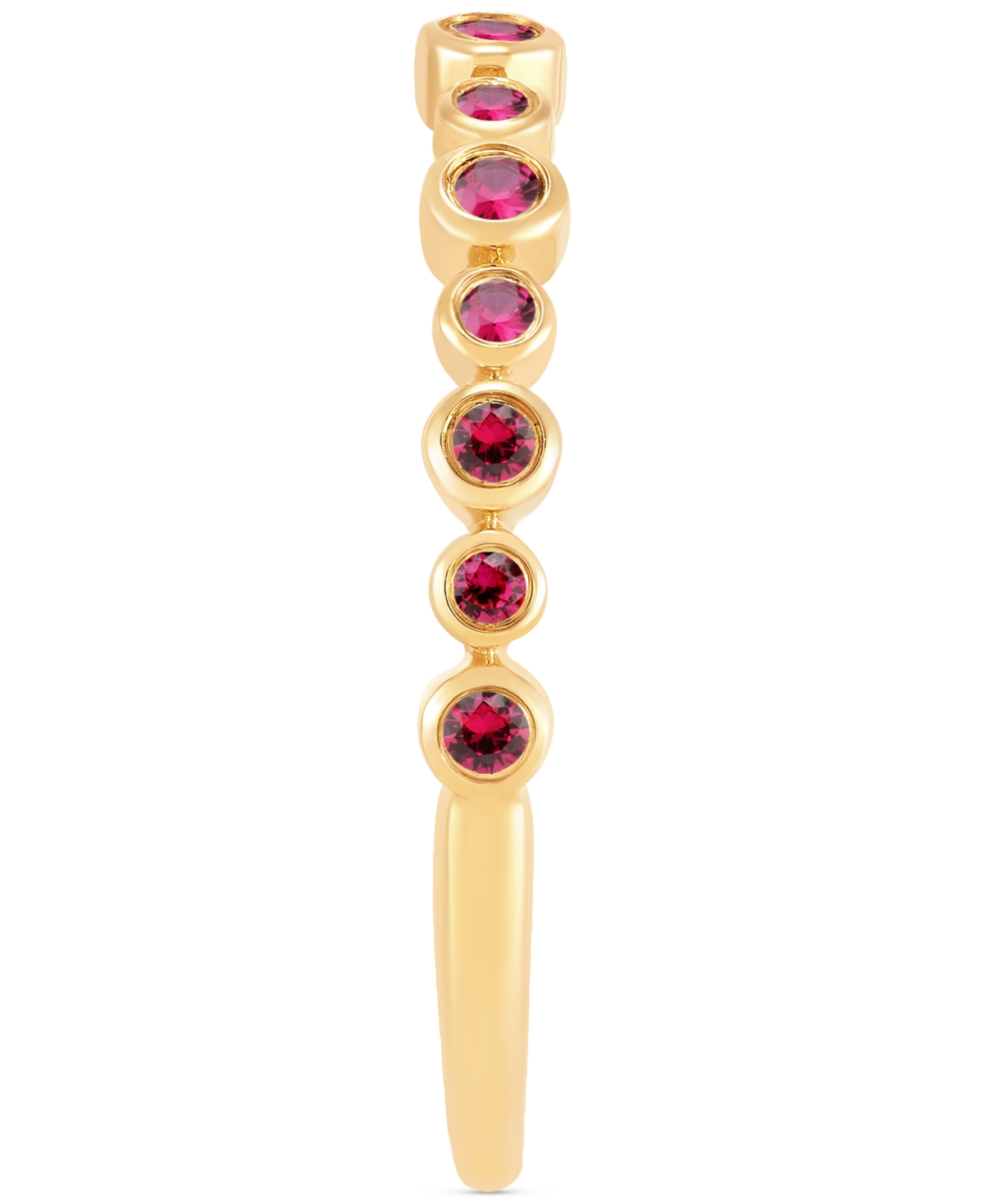 Lab-GrownBezel Ring (1/4 ct. t.w.) in 14k Gold-Plated Sterling Silver - Ruby
