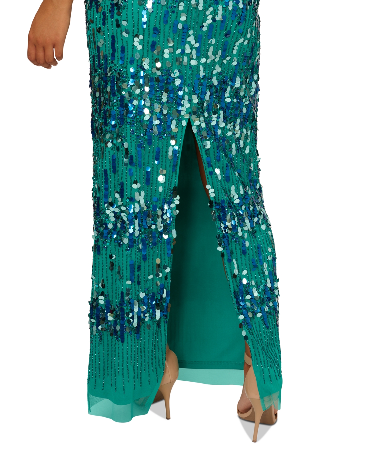 Adrianna Papell Women's Embellished Mock Neck T-Back Gown