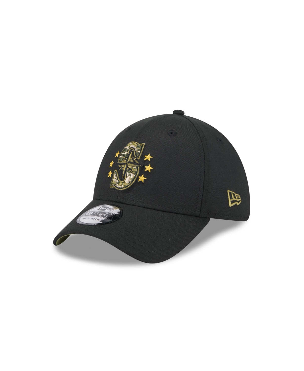 NEW ERA MEN'S BLACK SEATTLE MARINERS 2024 ARMED FORCES DAY 39THIRTY FLEX HAT 