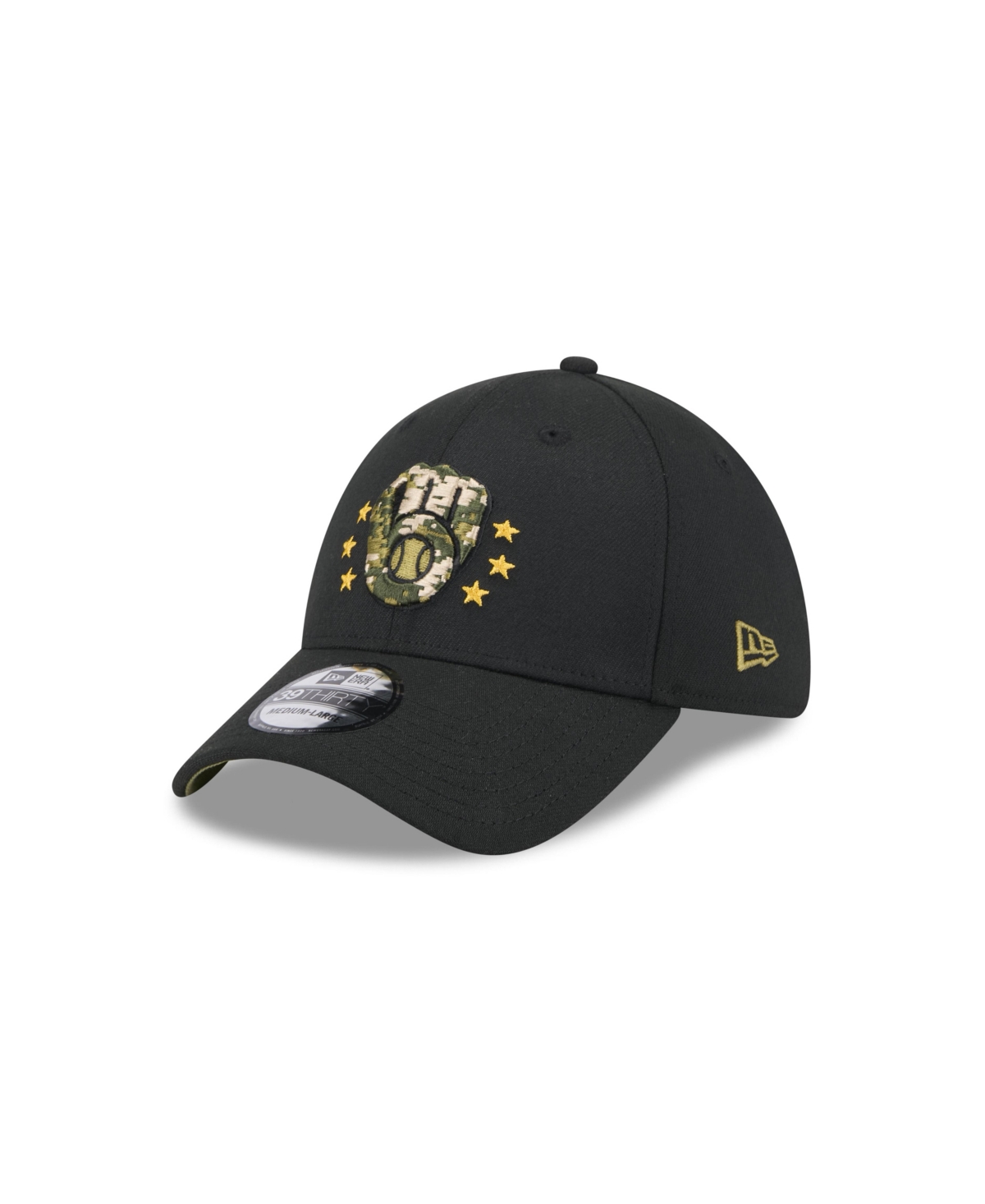 New Era Men's Black Milwaukee Brewers 2024 Armed Forces Day 39thirty Flex Hat
