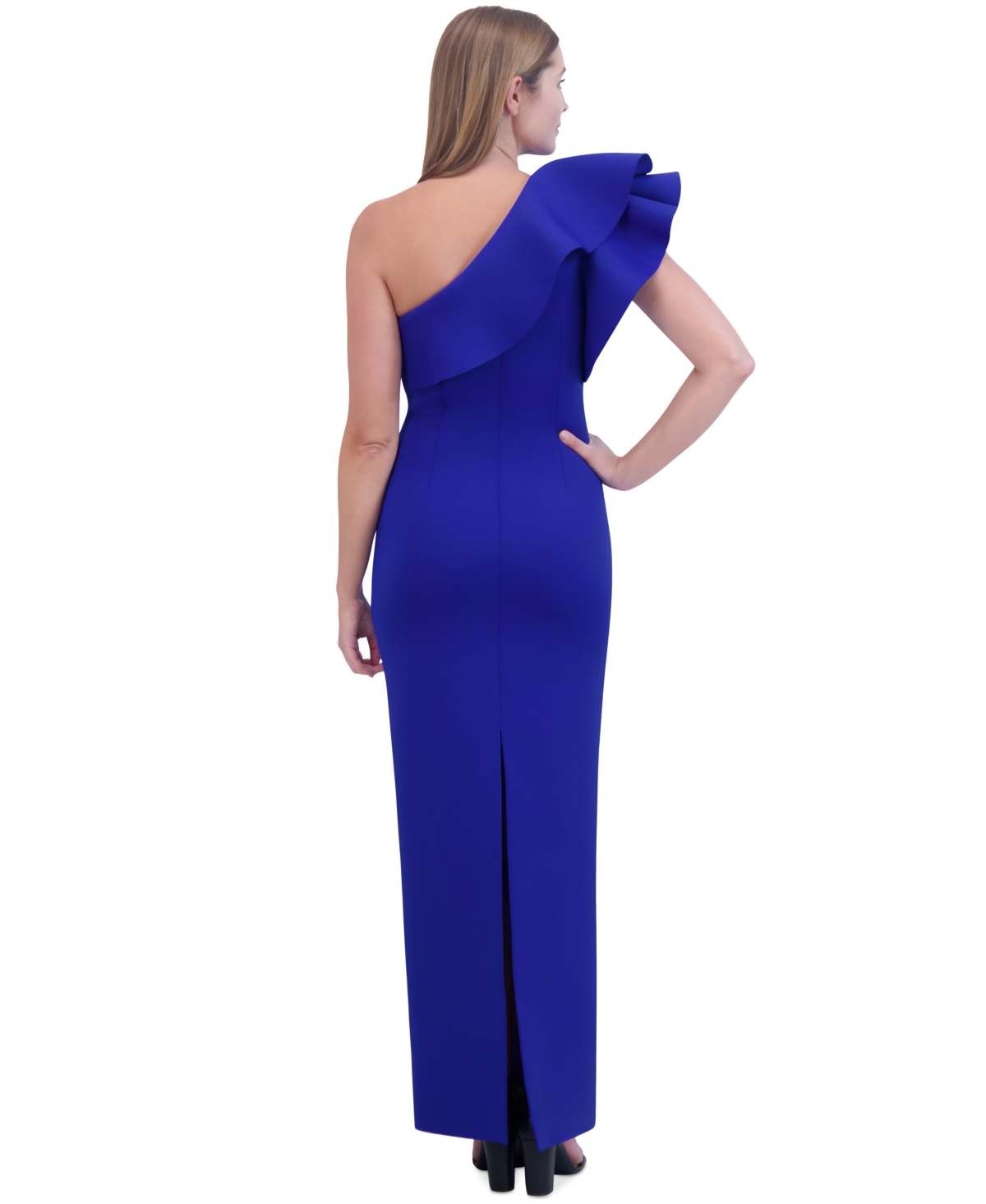 Eliza J Ruffled One-Shoulder Gown