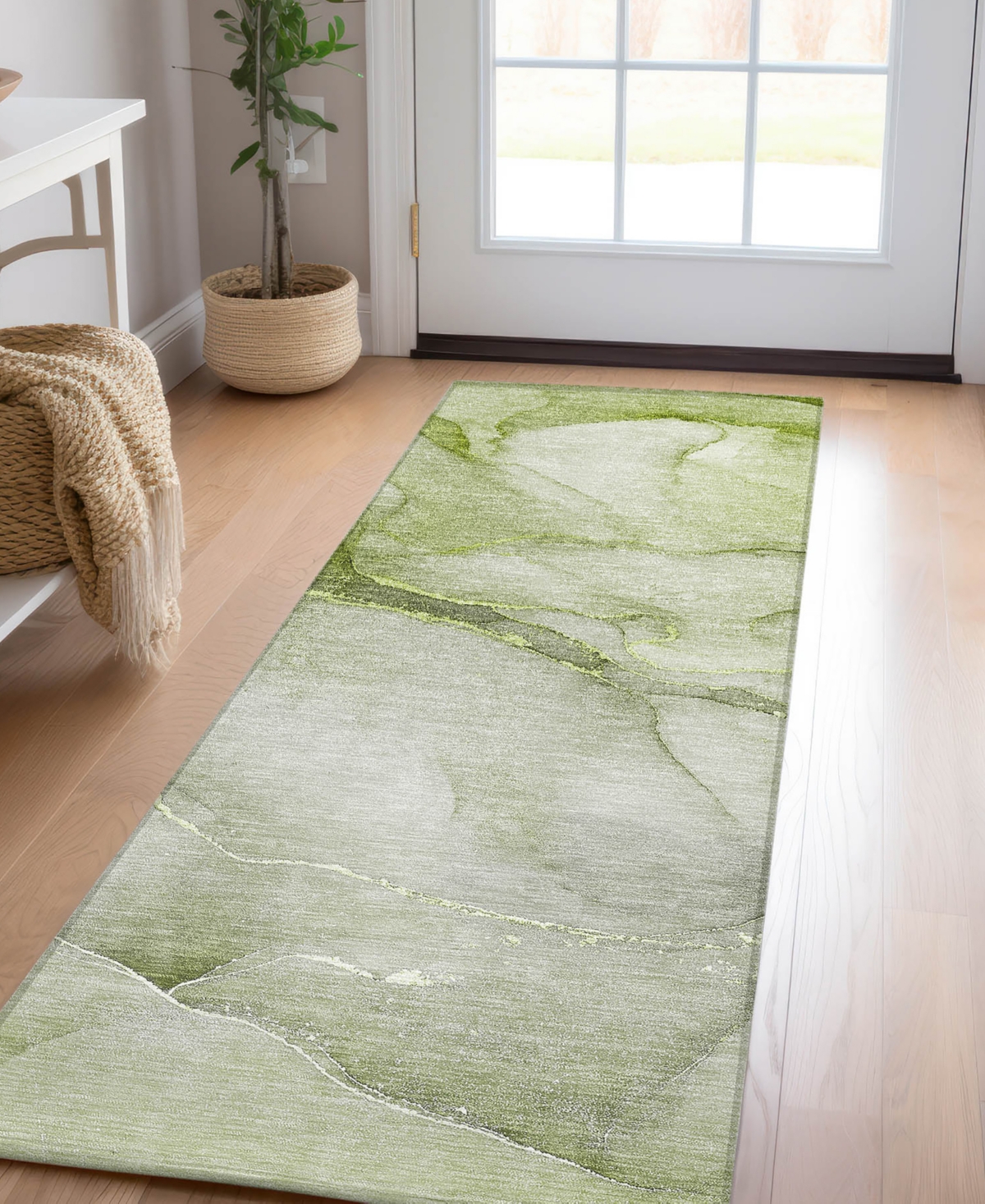 Addison Chantille Machine Washable Acn508 2'3x7'6 Runner Area Rug In Olive