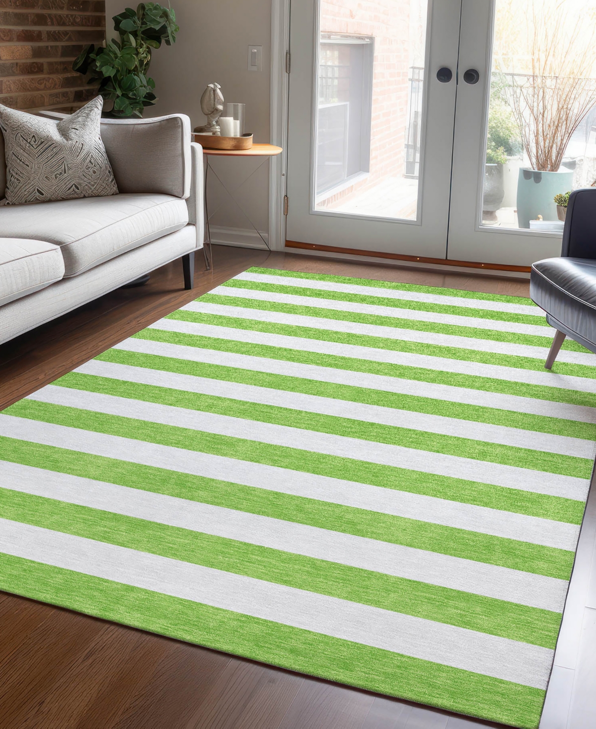Addison Chantille Machine Washable Acn528 2'6x3'10 Area Rug In Lime