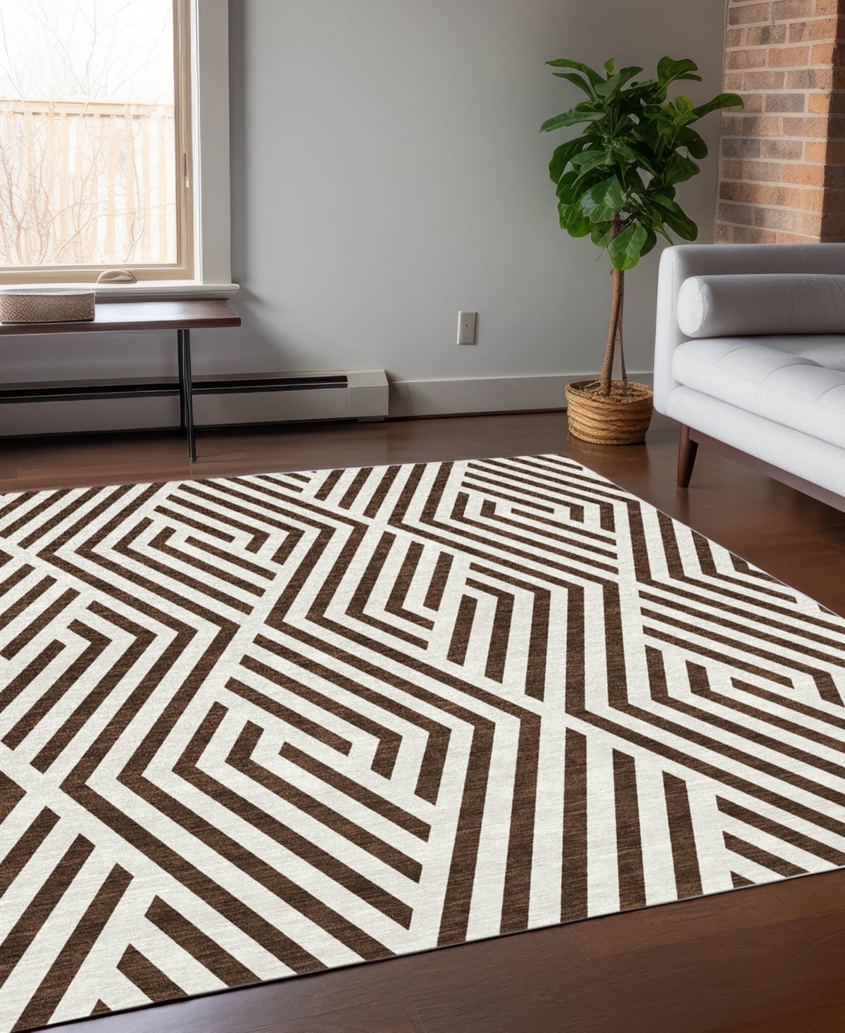 Addison Chantille Machine Washable Acn550 3'x5' Area Rug In Brown