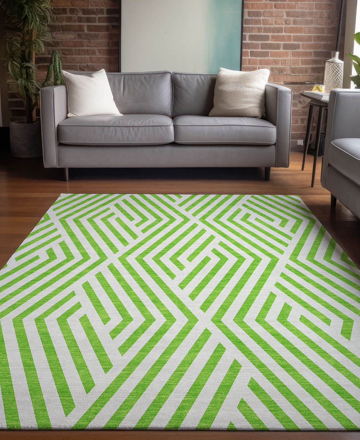 Addison Chantille Machine Washable Acn550 3'x5' Area Rug In Lime