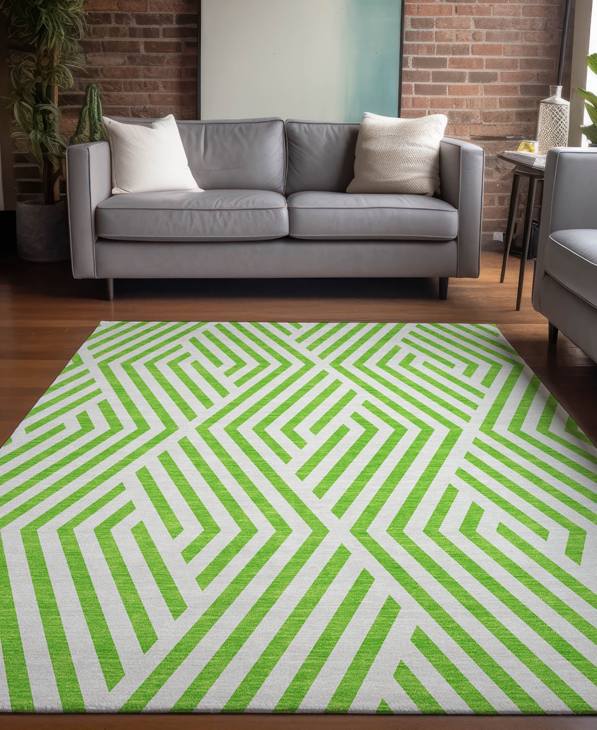 Addison Chantille Machine Washable Acn550 2'6x3'10 Area Rug In Lime