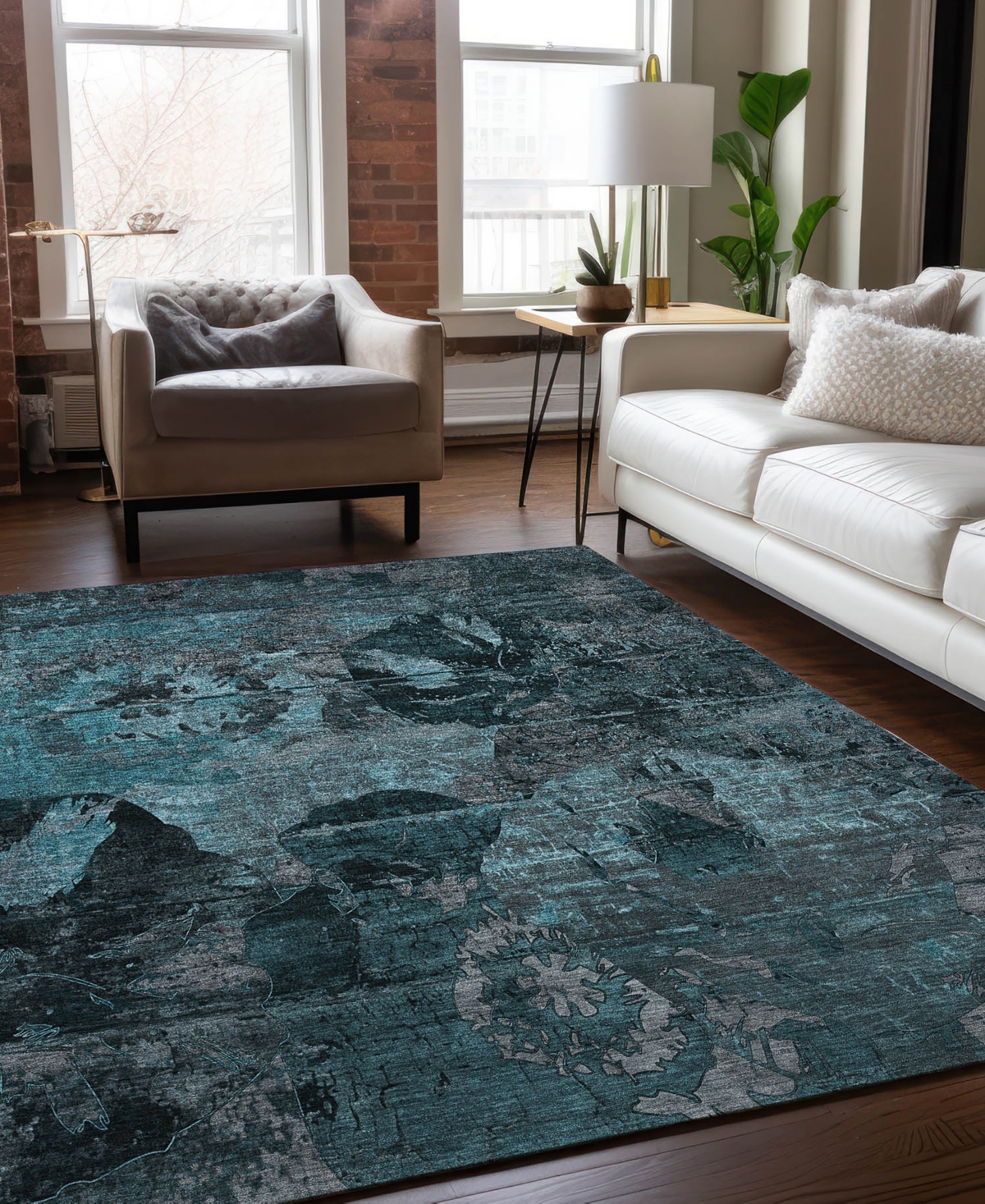 Addison Chantille Machine Washable Acn555 2'6x3'10 Area Rug In Ocean