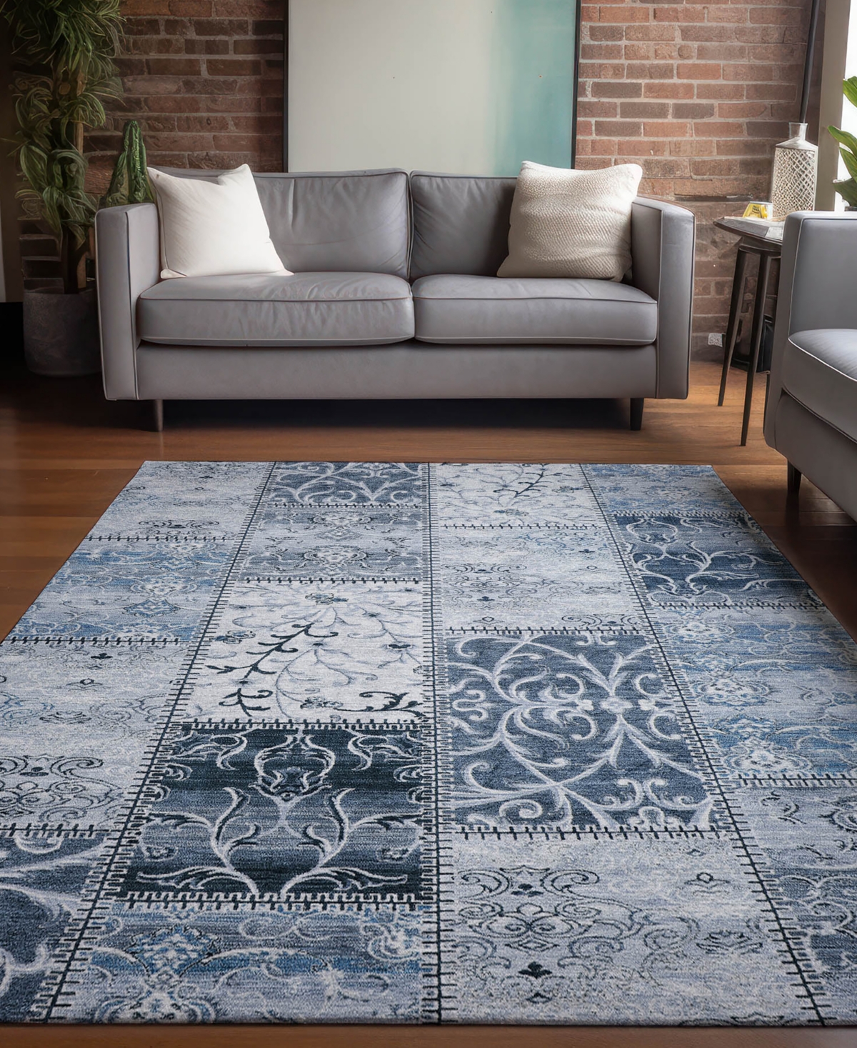 Addison Chantille Machine Washable Acn566 5'x7'6 Area Rug In Denim