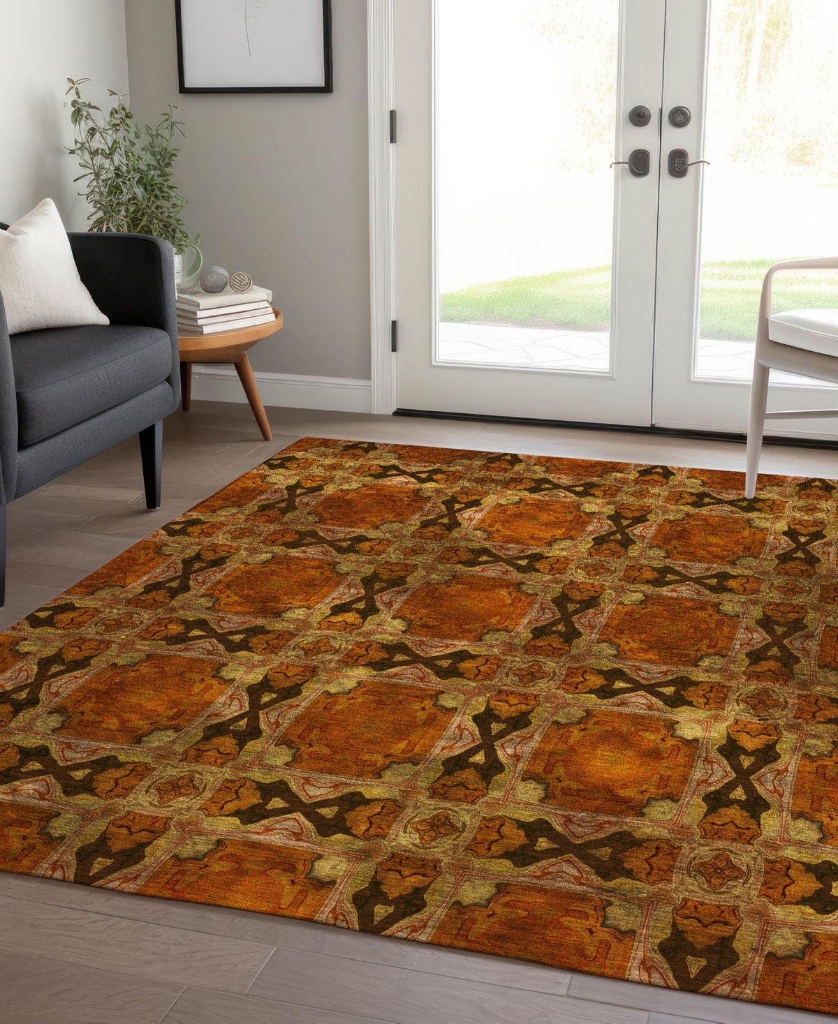 Addison Chantille Machine Washable Acn564 2'6x3'10 Area Rug In Paprika