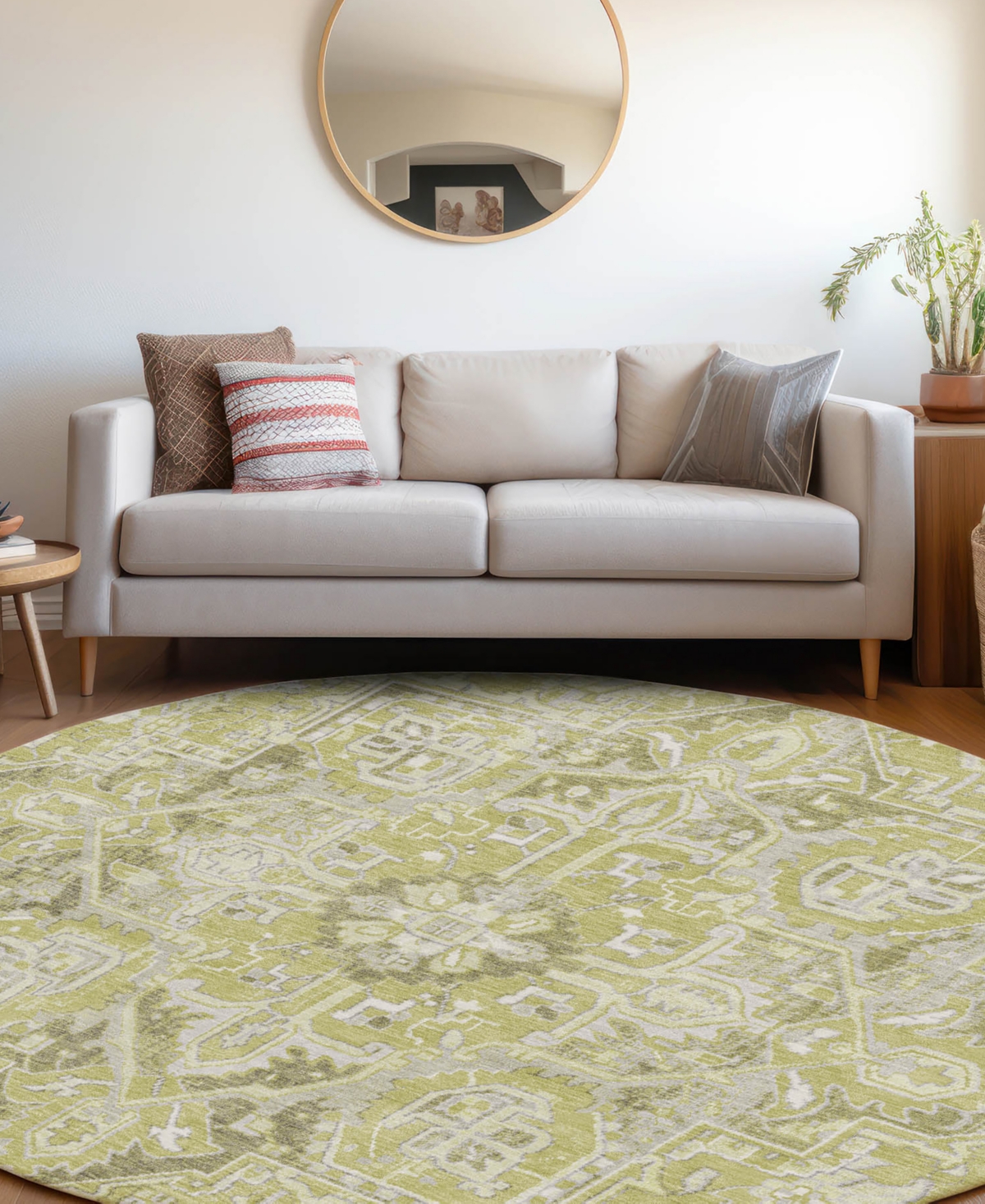 Addison Chantille Machine Washable Acn570 8'x8' Round Area Rug In Lime