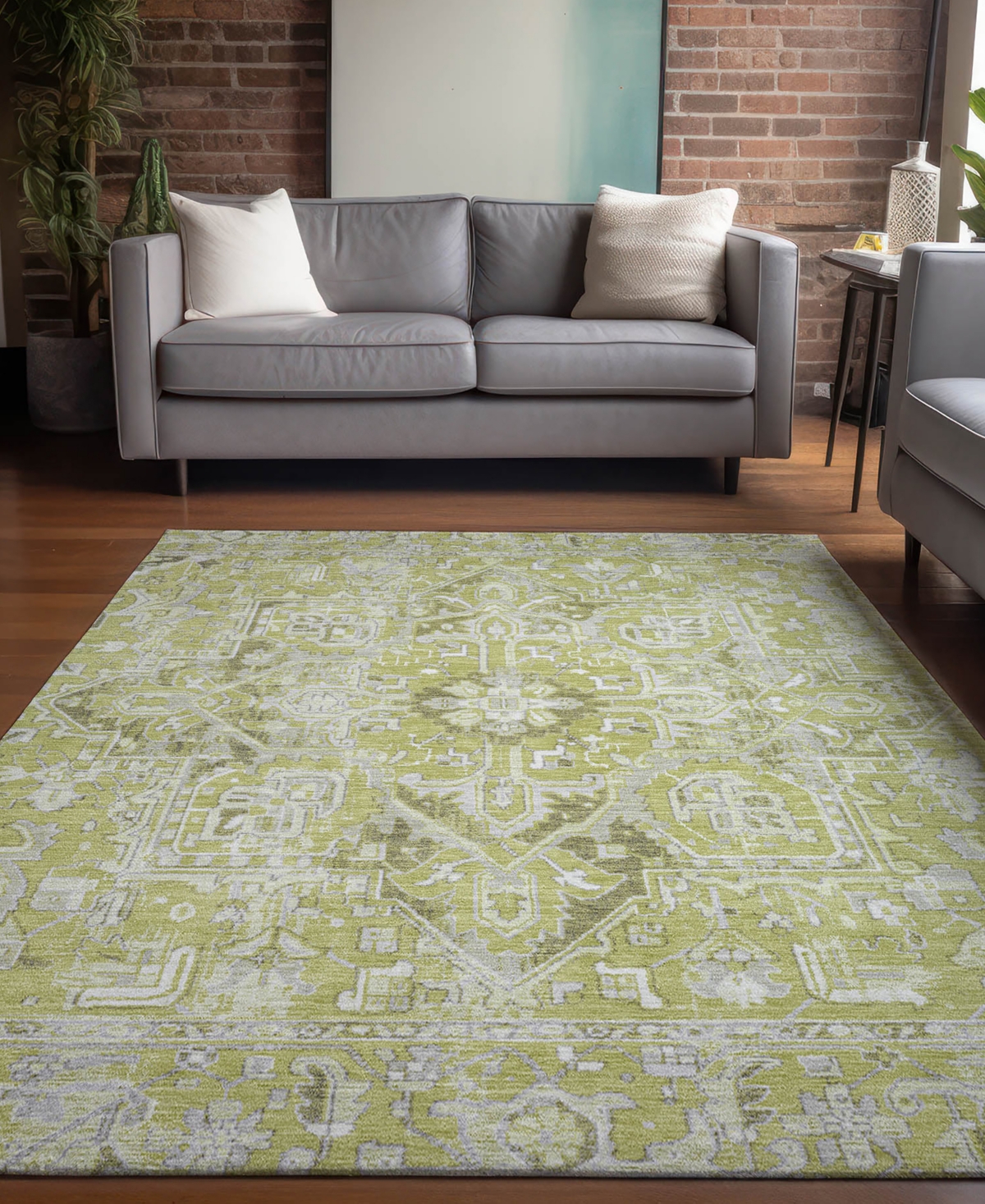 Addison Chantille Machine Washable Acn570 9'x12' Area Rug In Lime