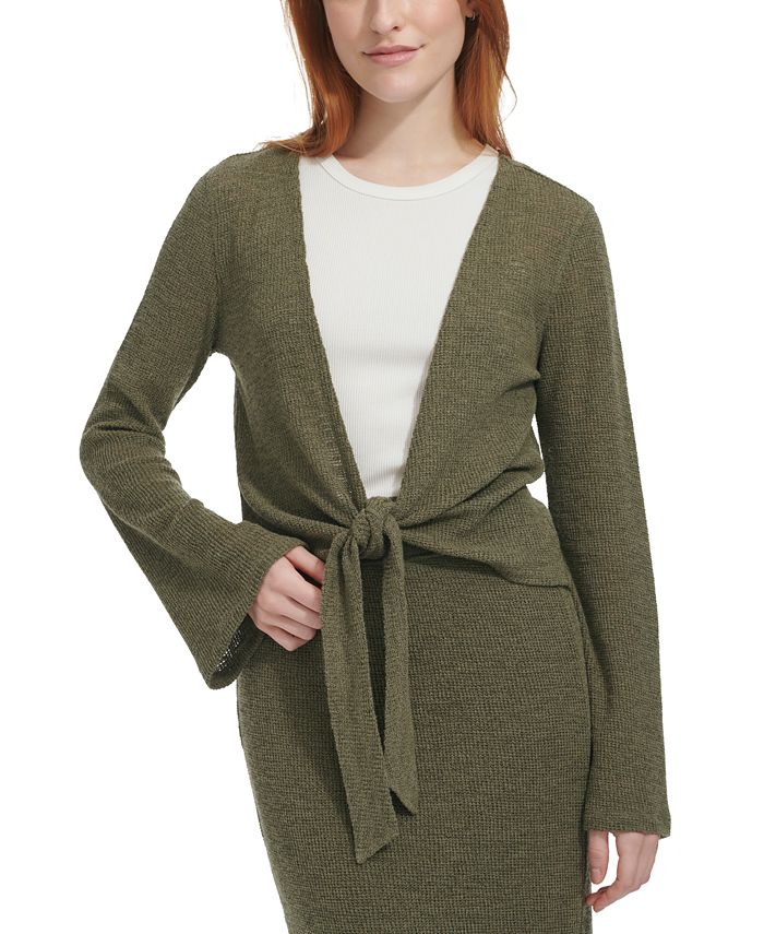 Tie Cardi W/ Bell Sleeve