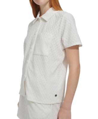 Women's Basket-Weave-Textured Shirt