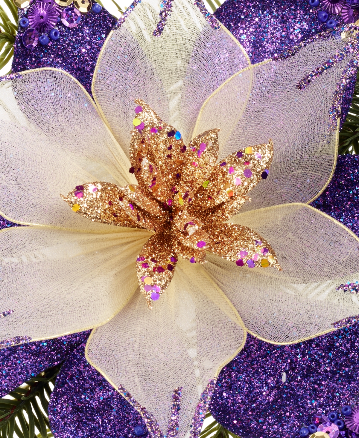 Holiday Lane Jewel Tones Purple Flower Ornament, Exclusively at Macy's