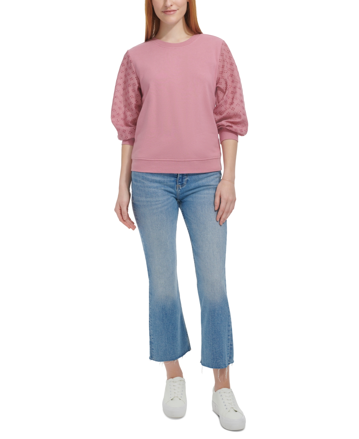 MARC NEW YORK ANDREW MARC SPORT WOMEN'S EMBROIDERED-SLEEVE TOP 