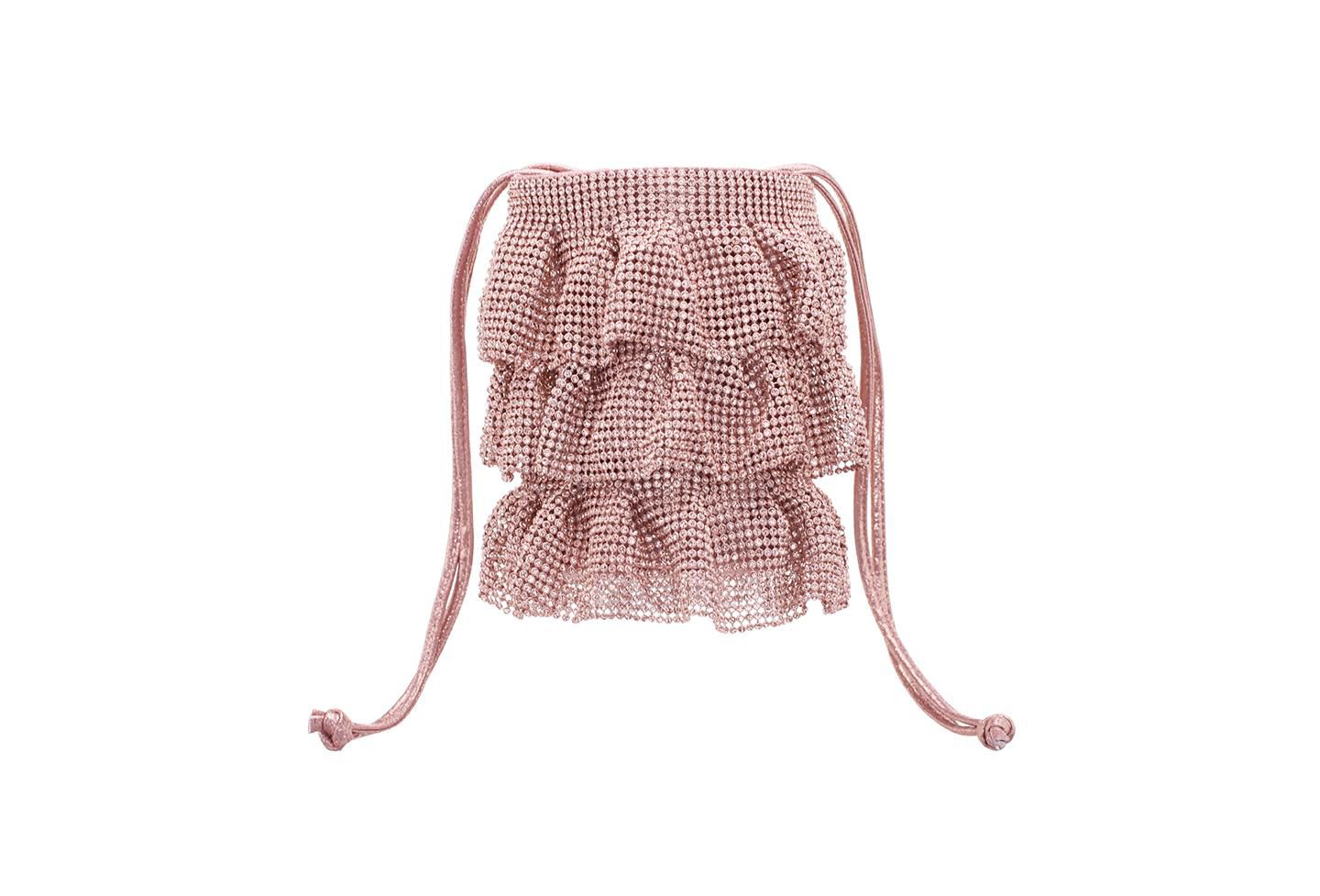 Женская сумка Nina 4 Tired Crystal Mesh Pouch, цвет: Розовый золотой — фото 1