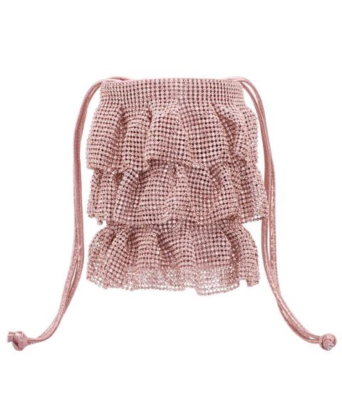 Женская сумка Nina 4 Tired Crystal Mesh Pouch, цвет: Розовое золото