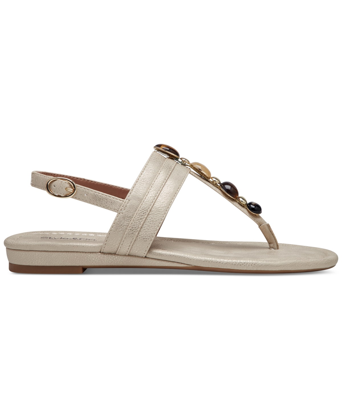 Style & Co Women's Olivah Beaded T Strap Flat Sandals, Created for Macy's