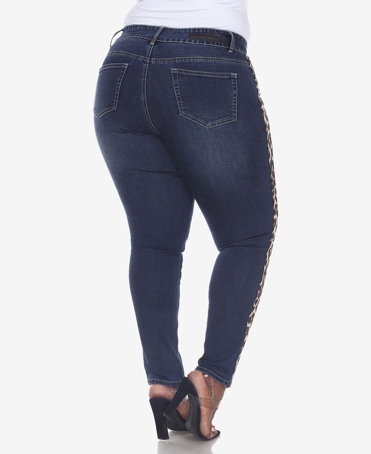 White Mark Plus Size Super Stretch Denim with Cheetah Pannel view 2 — MAYCSS fashion products