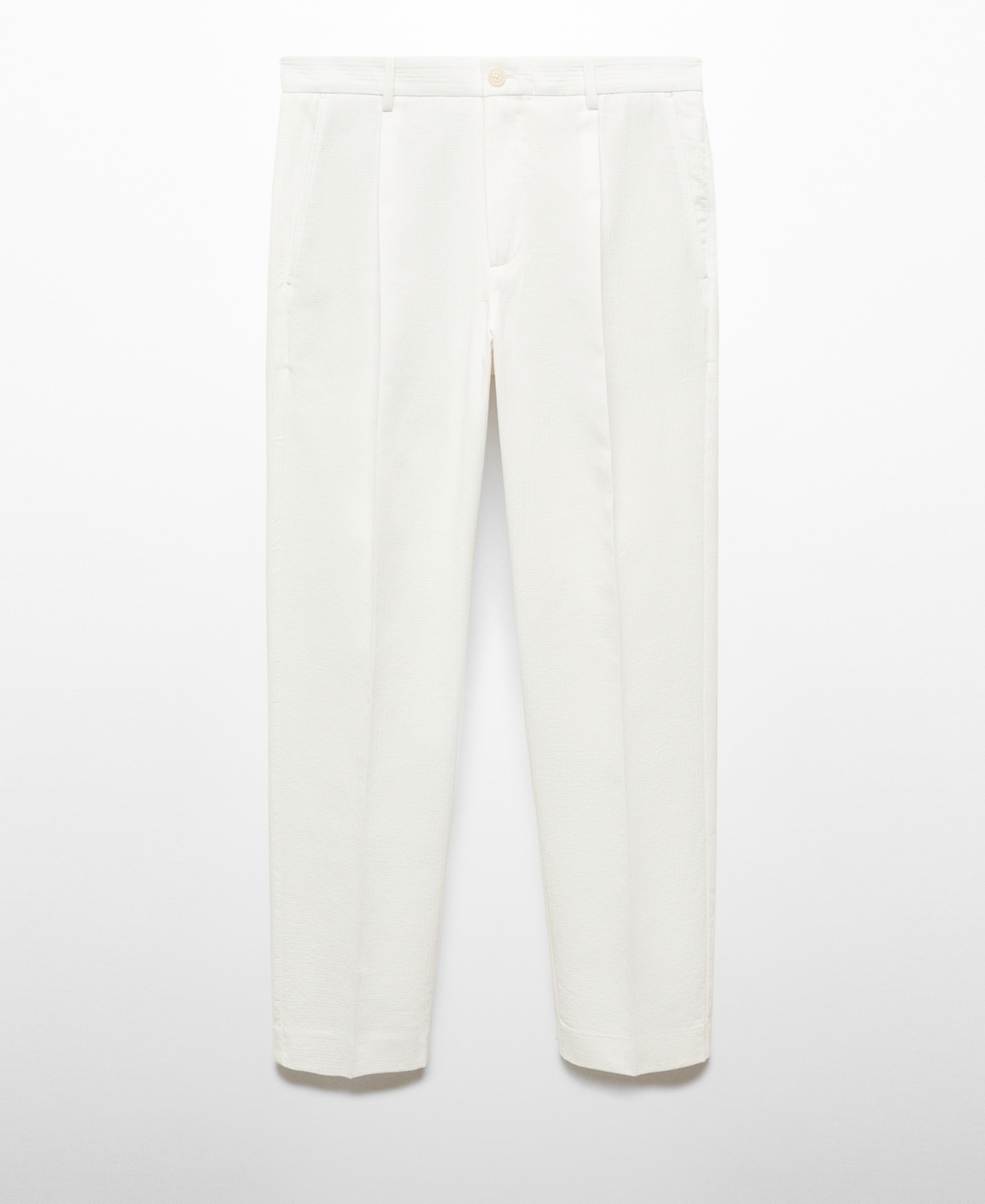 Mango Men's Pleated Texture Slim Fit Trousers In White