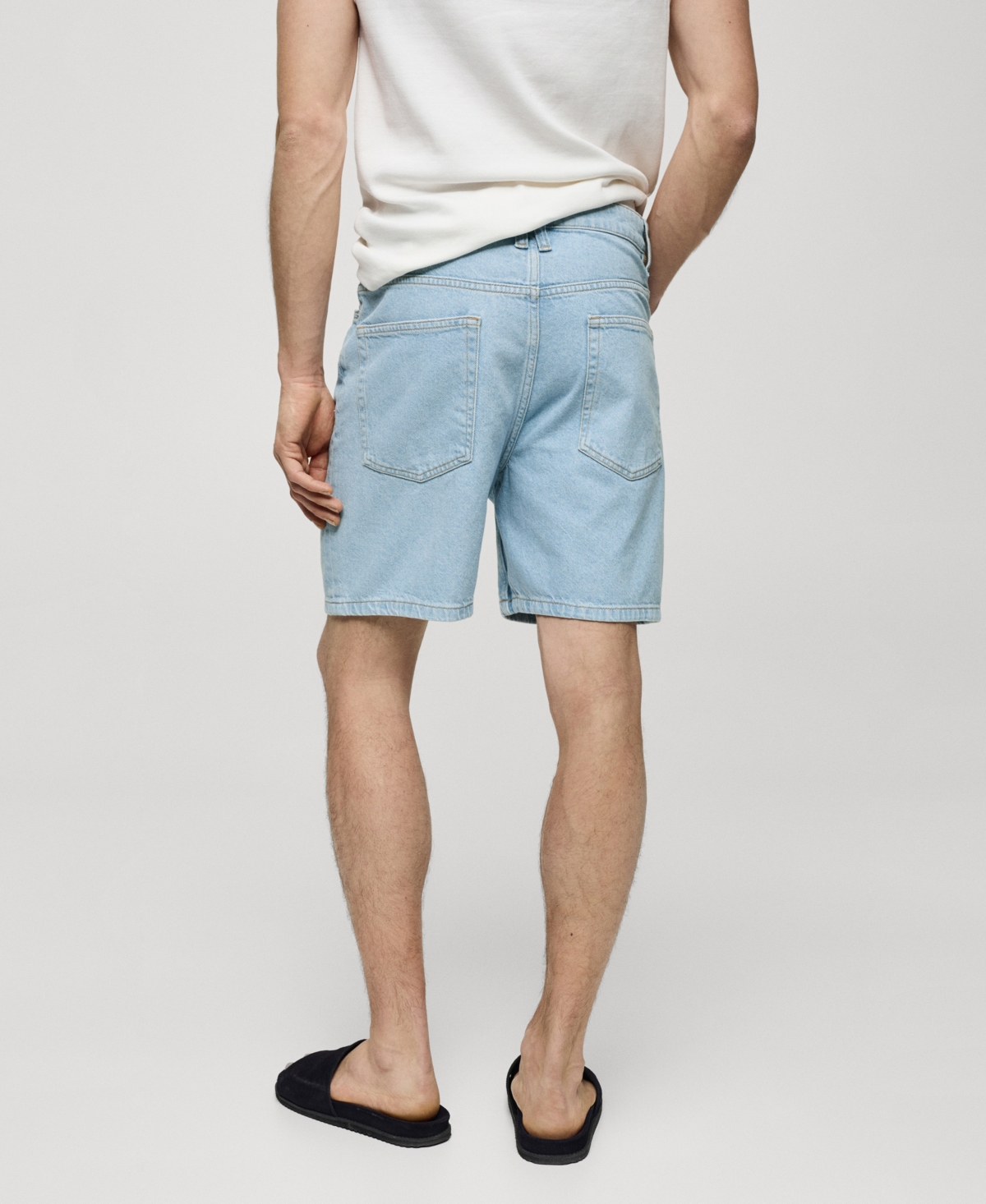 Shop Mango Men's Regular Fit Denim Bermuda Shorts In Bleach Blue