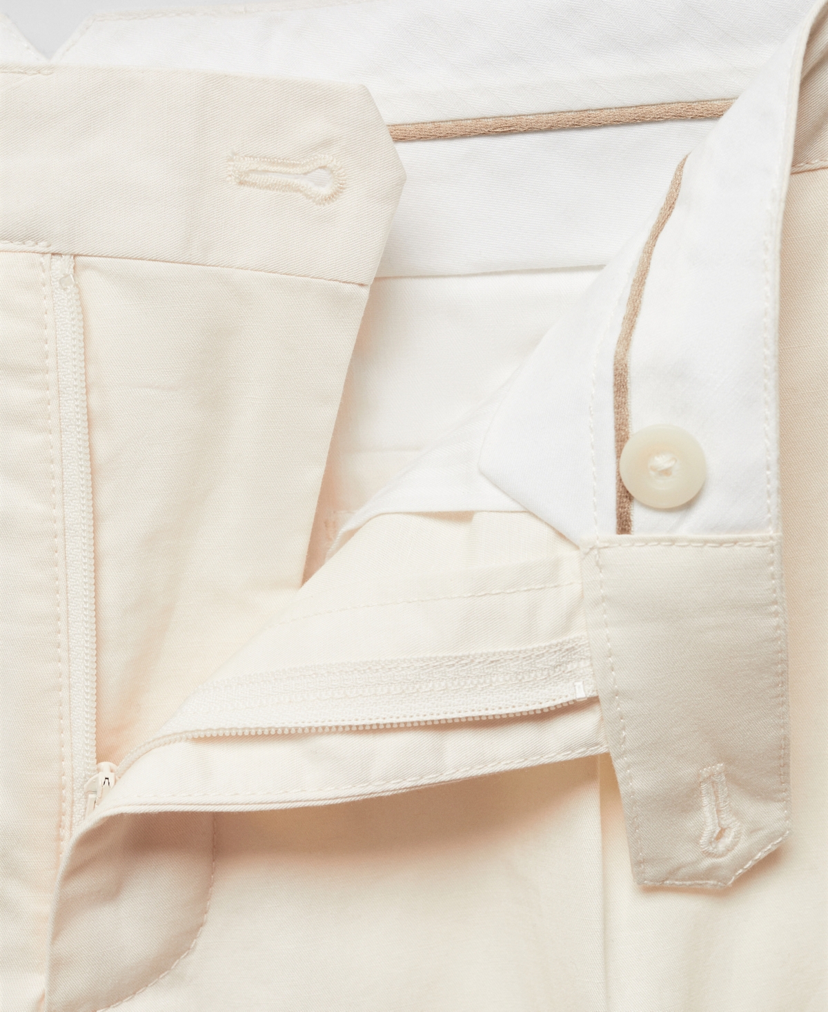 Shop Mango Men's Pleated Cotton Linen Trousers In Vanilla