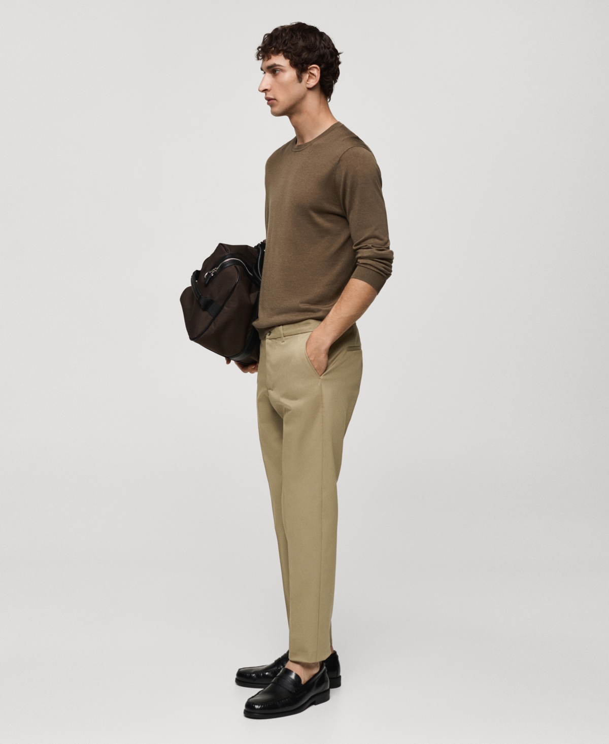 Shop Mango Men's Slim Fit Chino Trousers In Off White