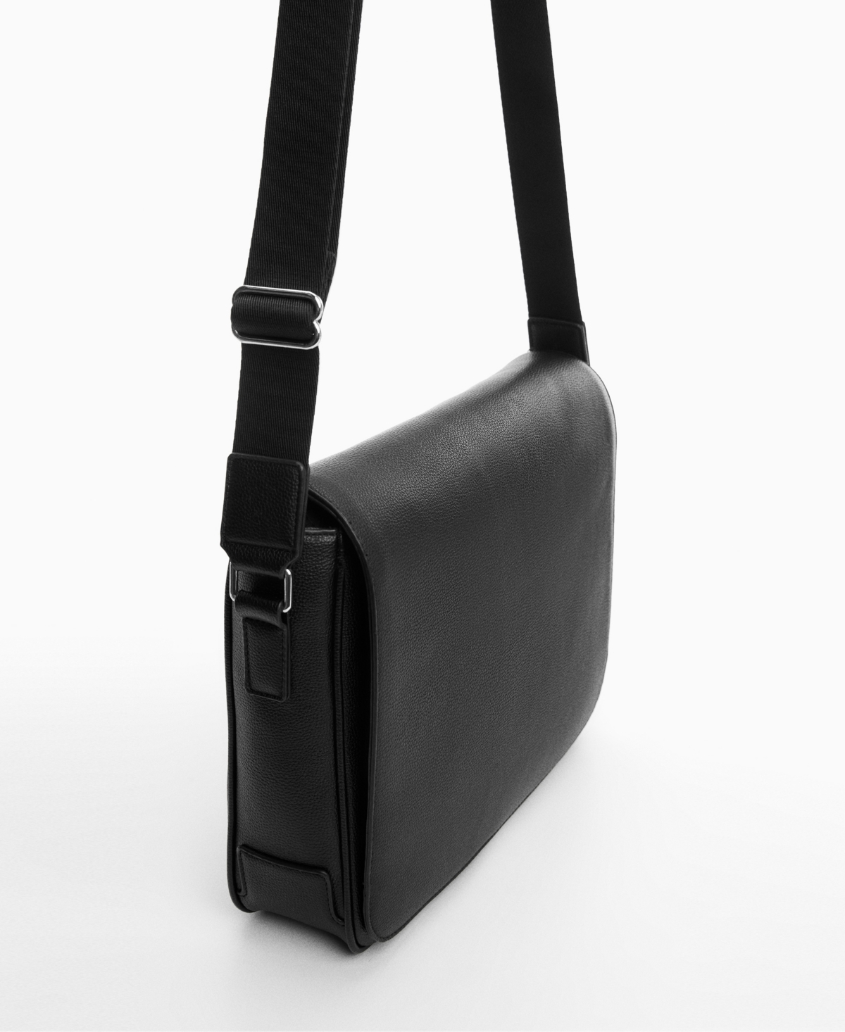 Men's Leather-Effect Shoulder Bag - Black
