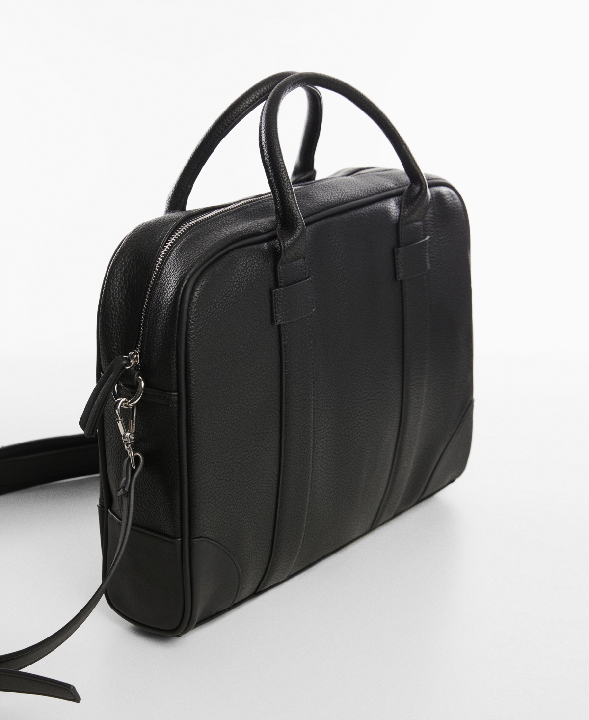 Men's Leather-Effect Briefcase - Black