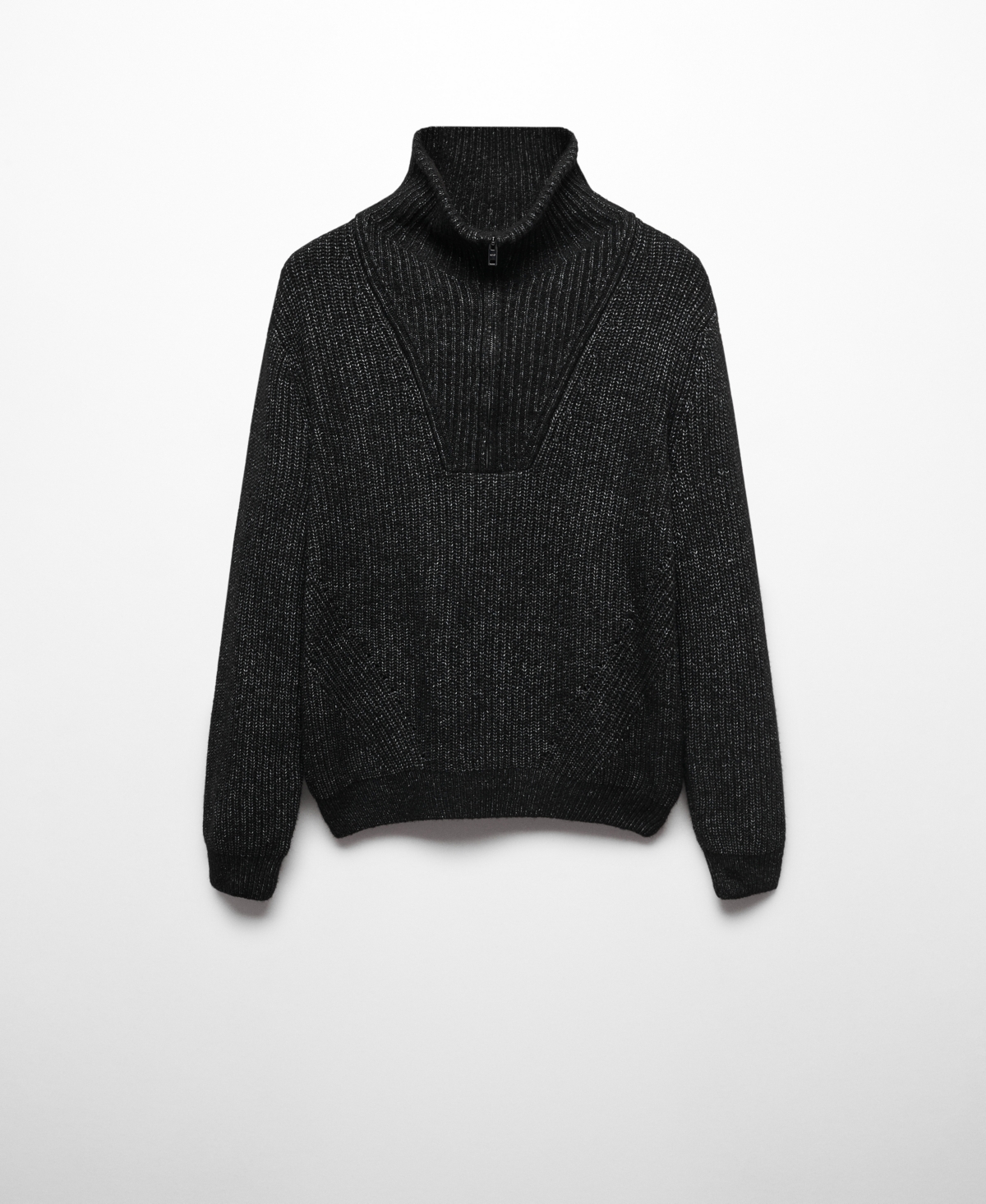 Shop Mango Men's Perkins Zip Neck Wool Sweater In Black