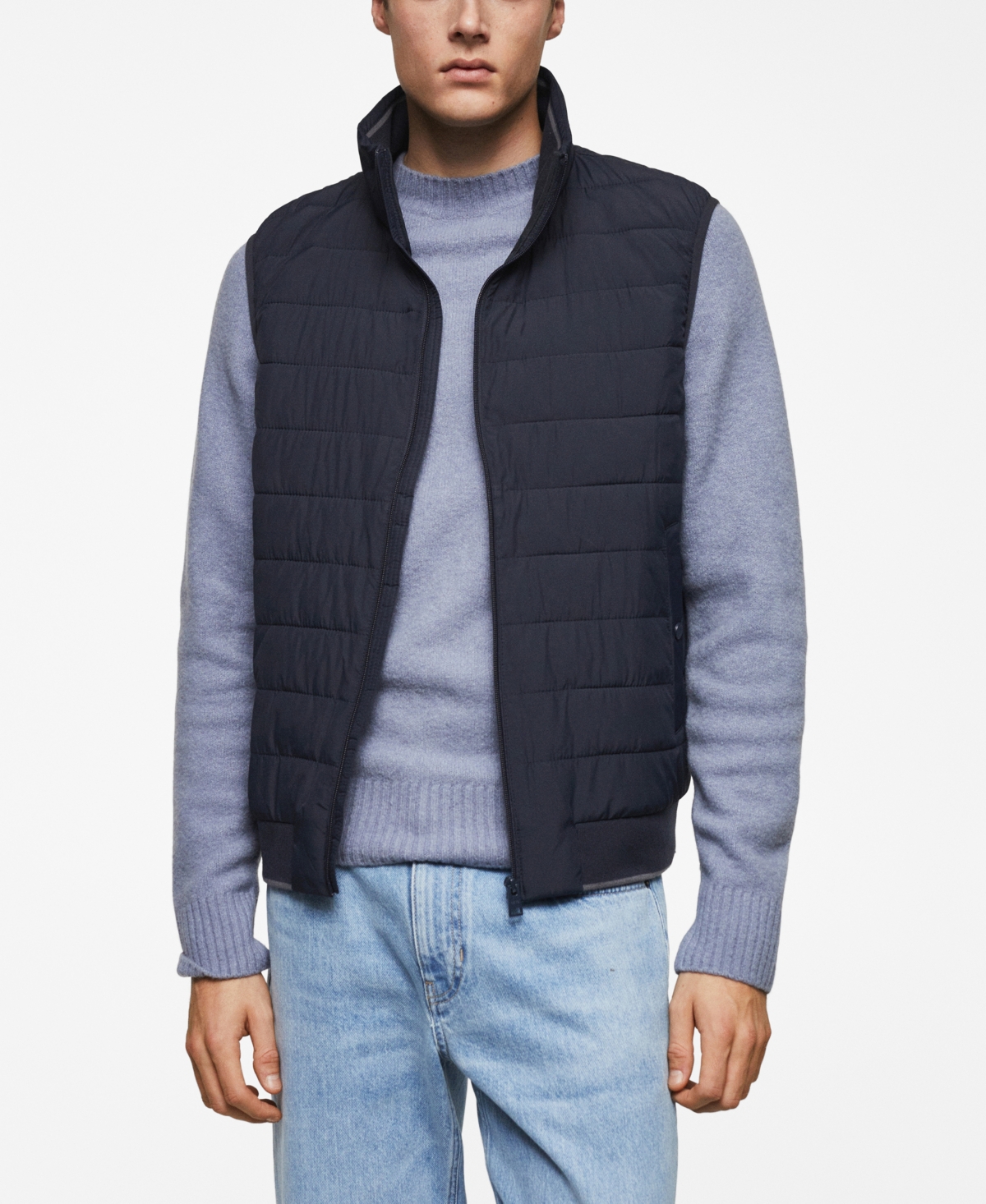 Mango Men's Ultralight Water-repellent Quilted Vest In Navy