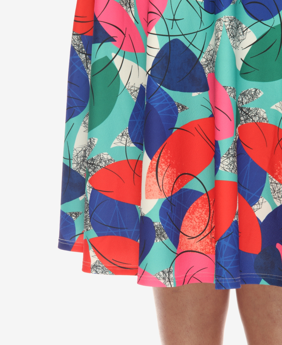 White Mark Plus Size Leaf Print Vintage Flared Midi Skirt In Red
