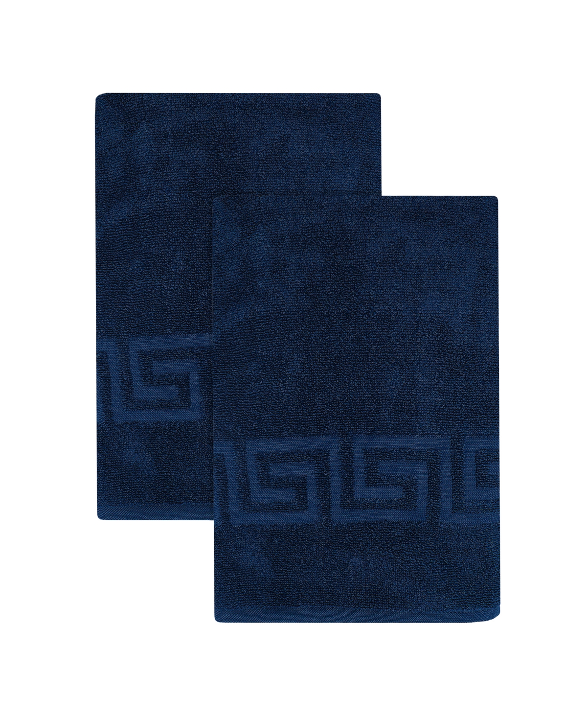 Shop Ozan Premium Home Milos Greek Key Design Collection 100% Turkish Cotton Bath Towel, 27" X 54" In Navy