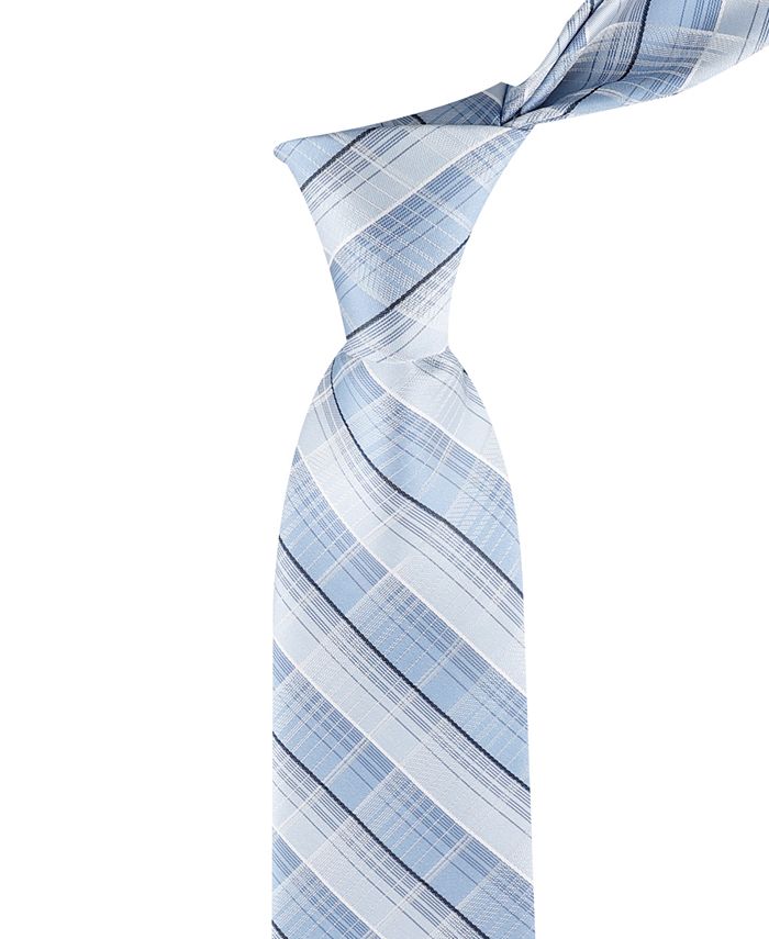 Calvin Klein Men's Slim Plaid Tie Gray Size Regular