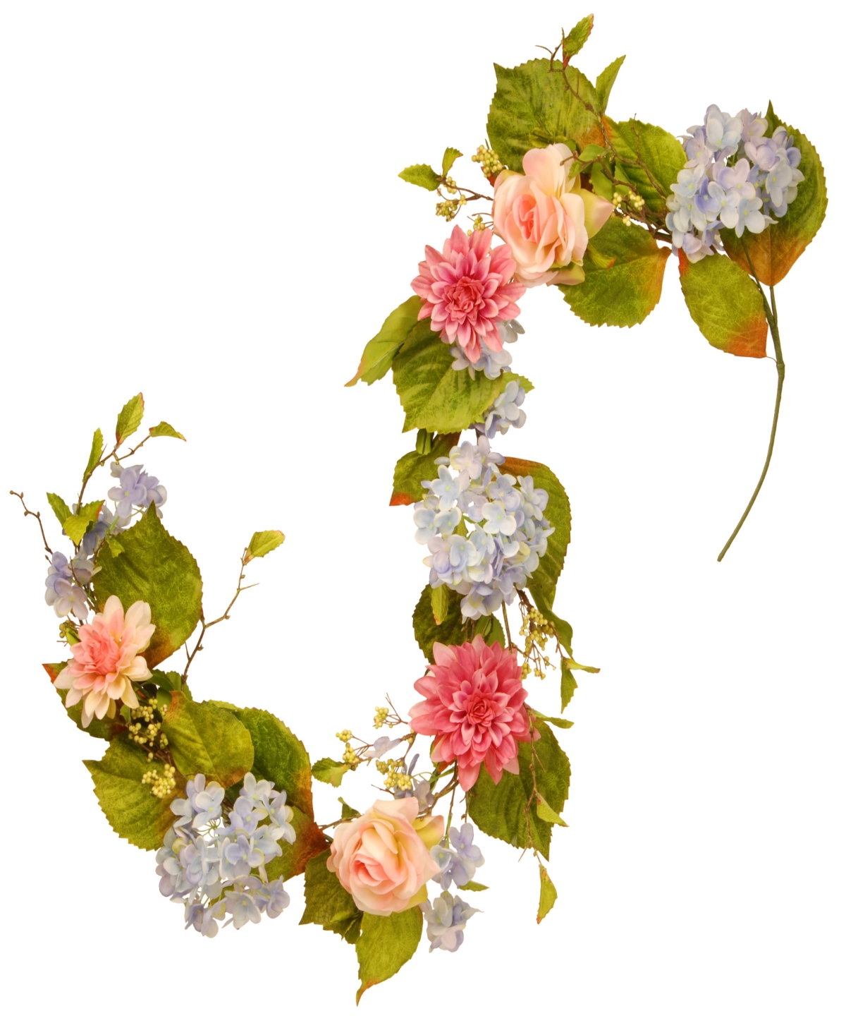 Shop National Tree Company 70 Hydrangea, Rose And Dahlia Garland In Pink