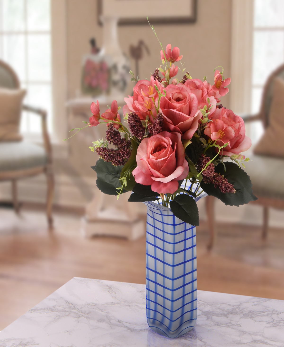 National Tree Company 19 Pink Rose Bundle In Pink