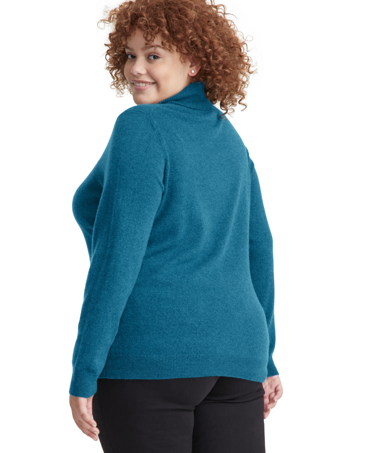 Charter Club Plus Size Cashmere Turtleneck Sweater, Created For Macy's In Blue Opal Heather