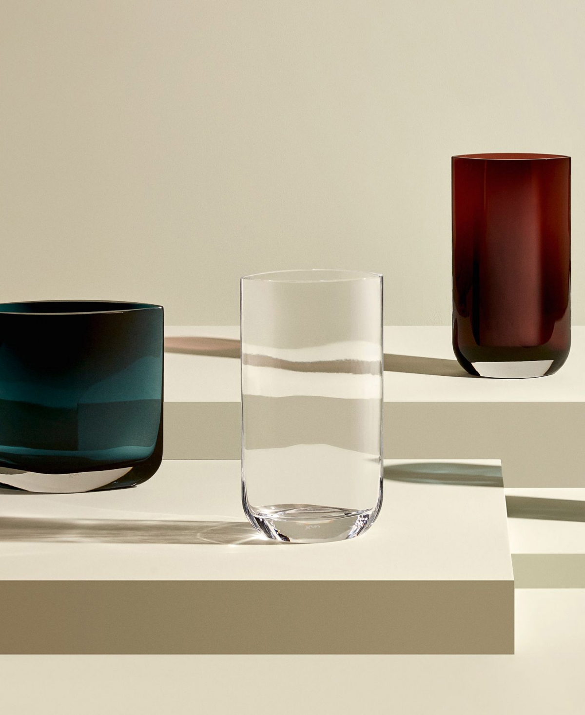 Nude Glass Blade Vase In Petroleum Green