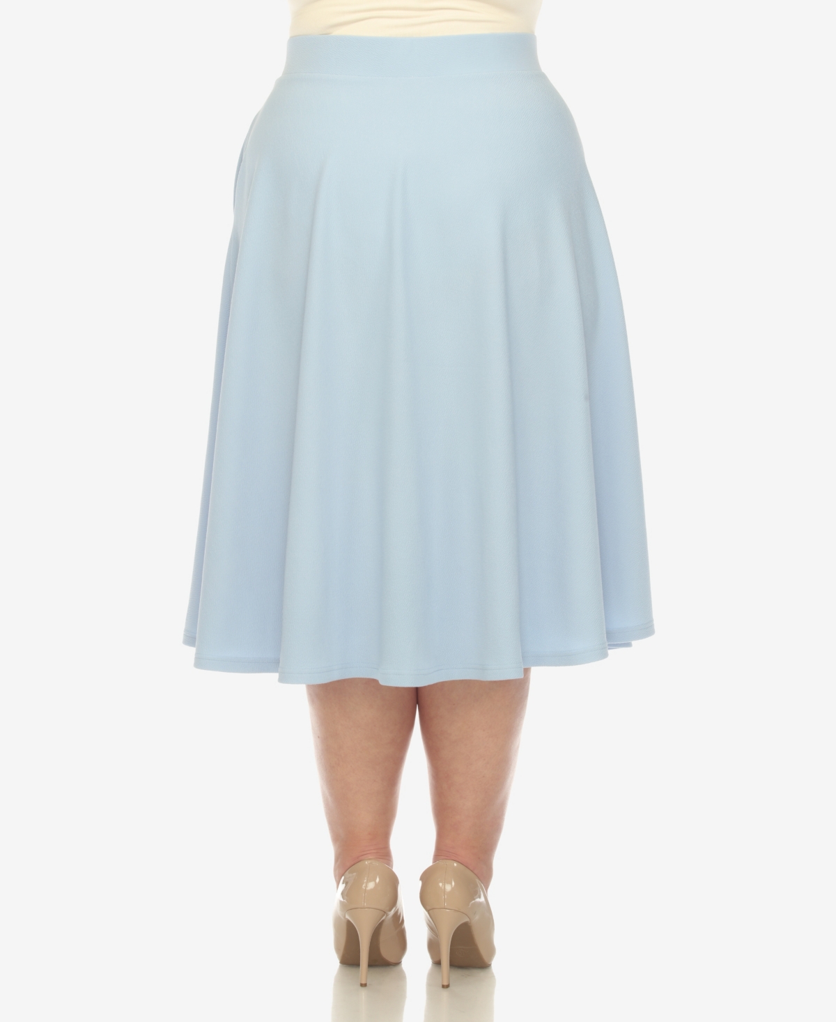 White Mark Plus Size Flared Midi Skirt In Baby Blue