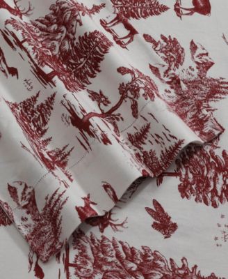 Mountain Toile Heavyweight Flannel Extra Deep Pocket Sheet Set, Twin