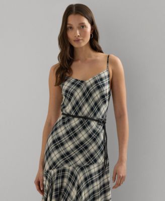 Lauren Ralph Lauren Women's Belted Plaid A-Line Dress - Macy's
