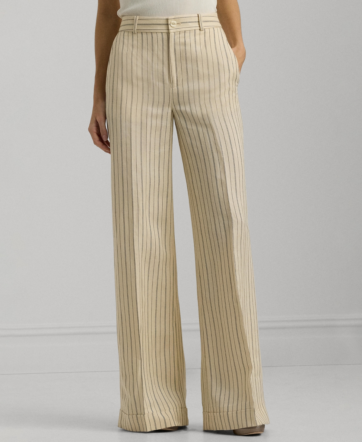 Lauren Ralph Lauren Women's Pinstriped Wide-leg Pants In Neutral