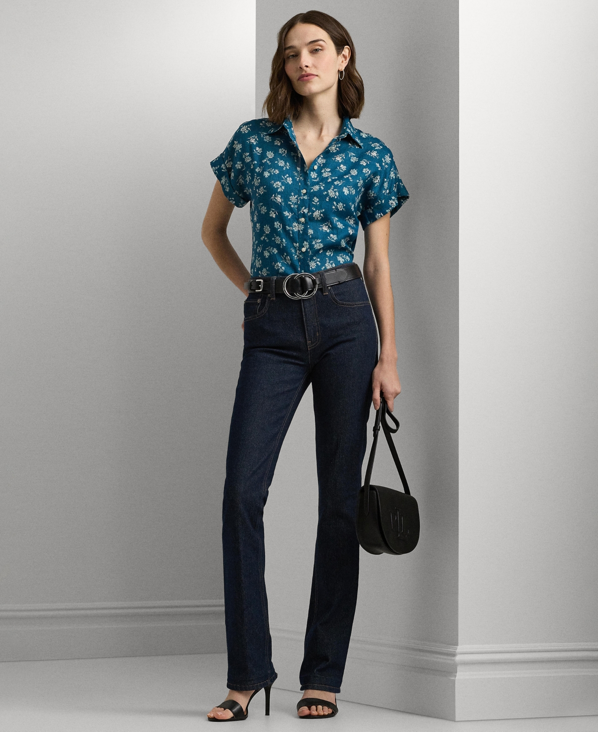 Lauren Ralph Lauren Women's Linen Cuffed Floral Shirt, Regular & Petite