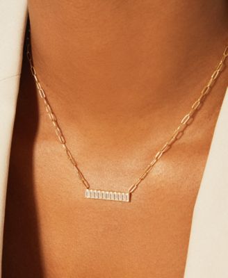 Nano Emerald Color Baguette Bar Pendant Necklace (1 ct. t.w.) in Gold Vermeil, 17" (Also in Nano White Sapphire Color, Nano Ruby Color, & Blue Sapphire Color), Created for Macy's
