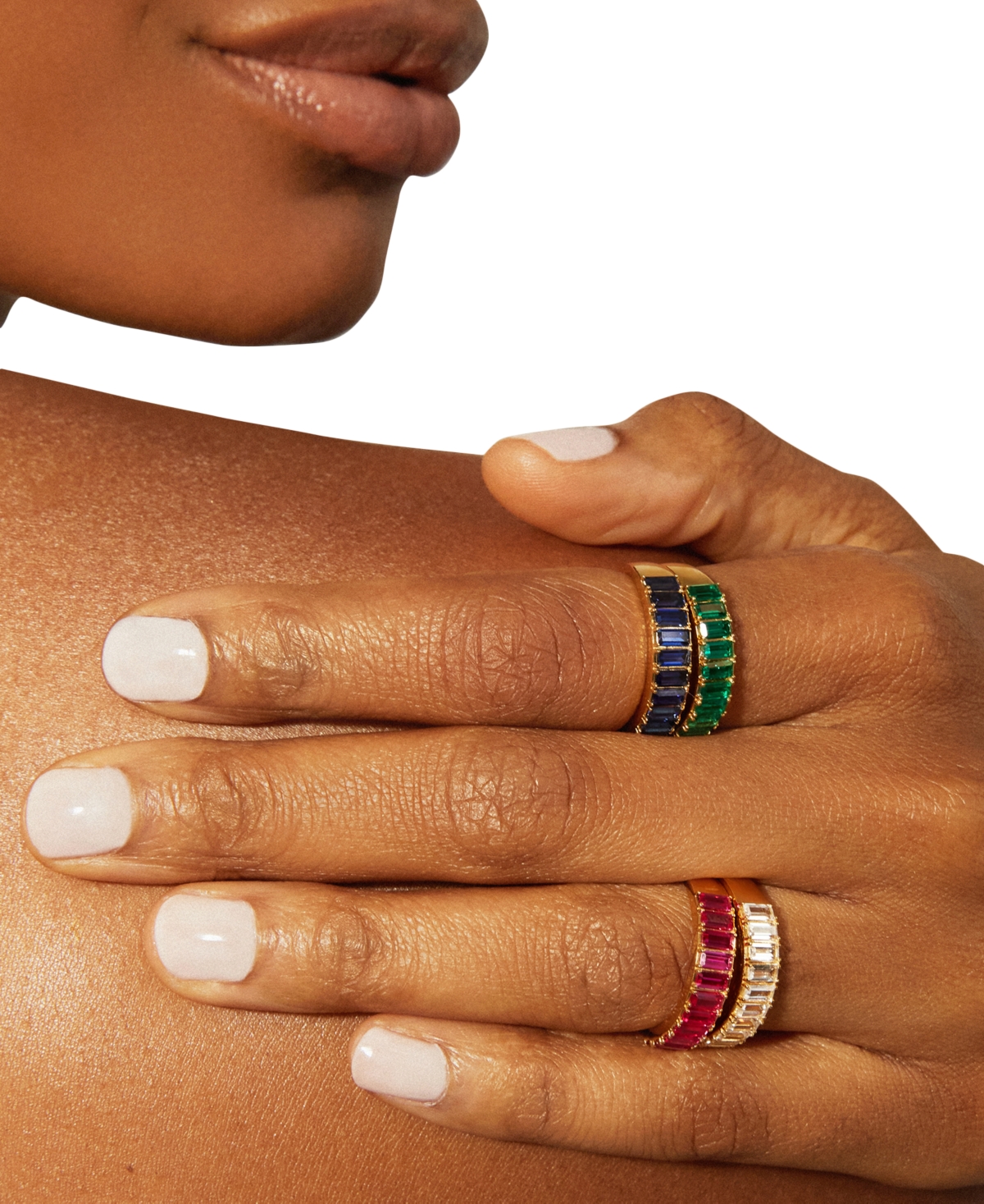 Audrey By Aurate Nano Emerald Color Baguette Ring (1 Ct. T.w.) In Gold Vermeil (also In Nano White Sapphire Color, Na In Blue