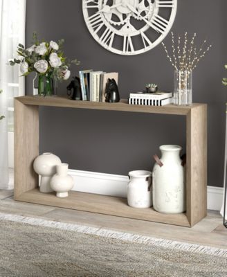 Osmond 55" Wide Rectangular Console Table in Antiqued Gray Oak