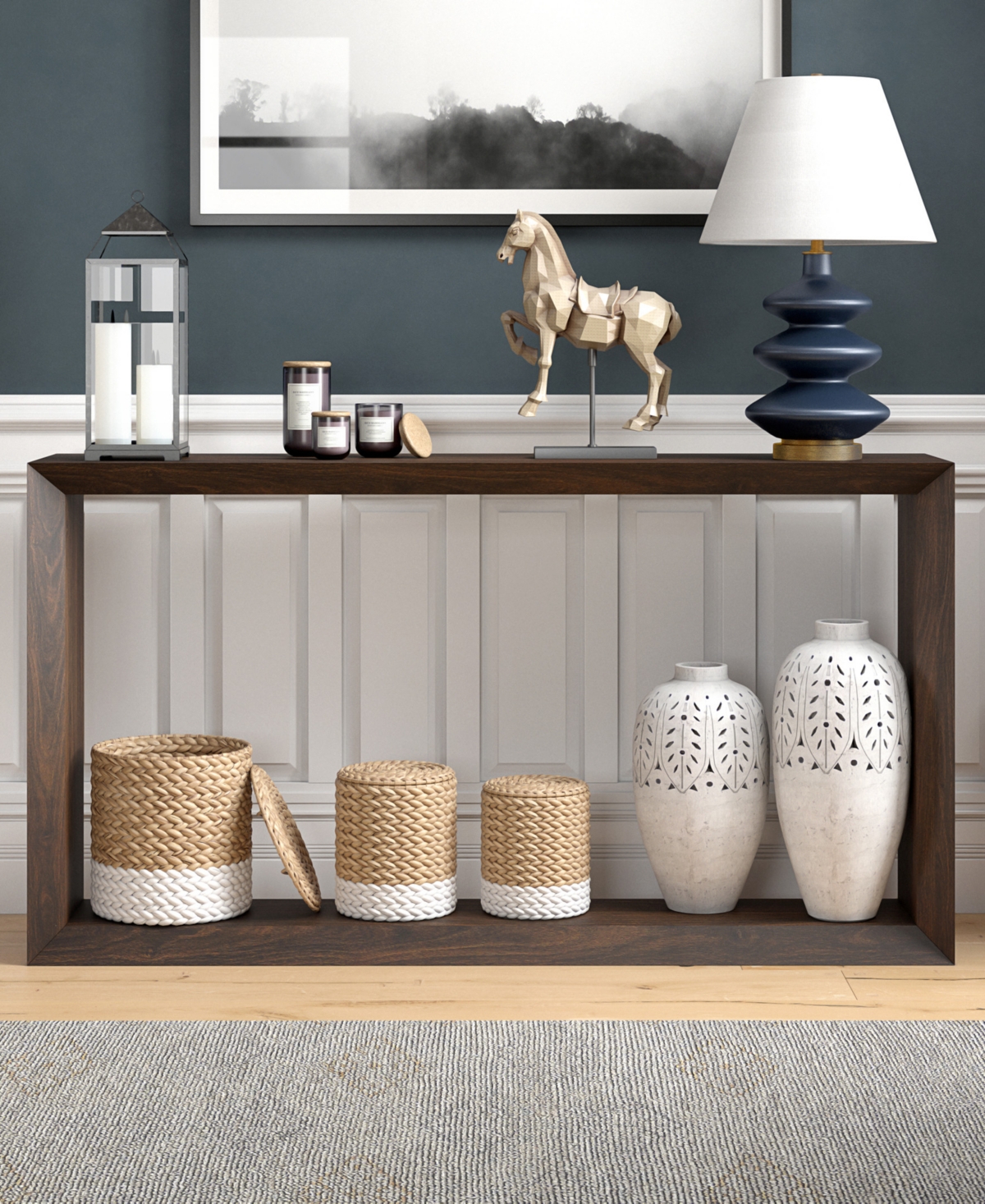 Hudson & Canal Osmond 55" Wide Rectangular Console Table In Alder Brown In Alder Brown