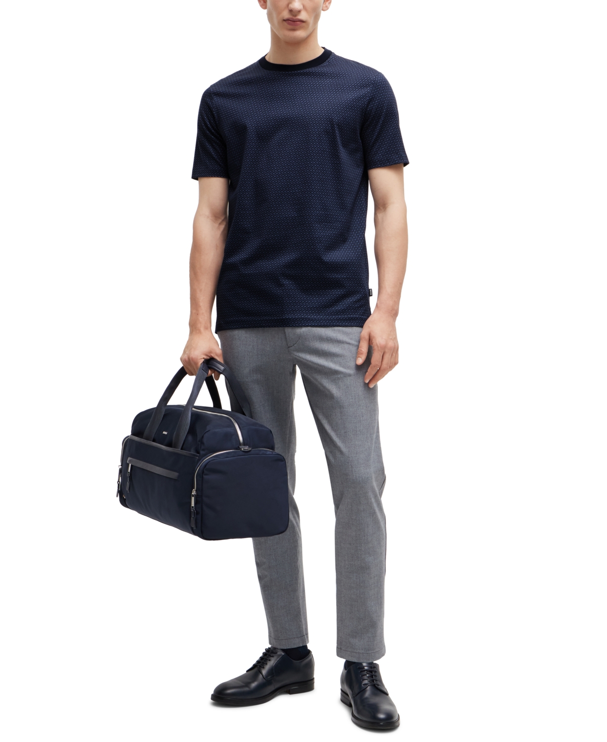 Hugo Boss Boss By  Men's Two-tone Monogram T-shirt In Dark Blue